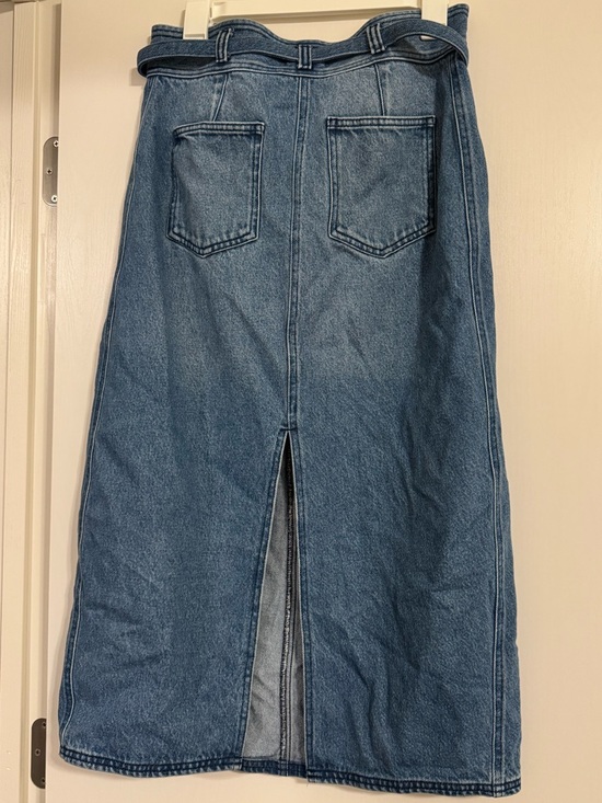 Anthropologie Blue Denim Midi Skirt with Belt - Picture 2 of 2